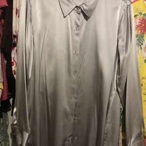 Antonio Melani silk silver blouse size large.